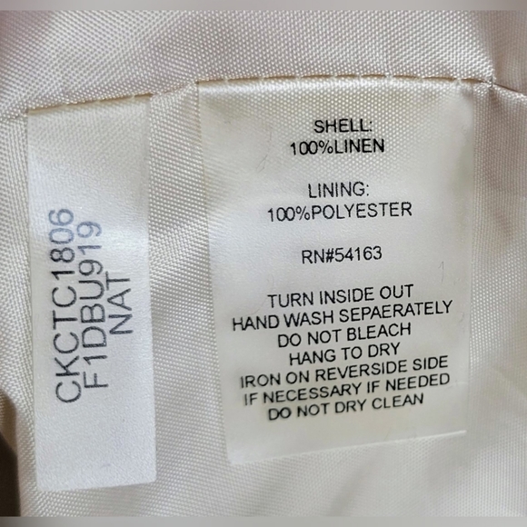 NWT Calvin Klein Linen Shimmery Metallic Sheath Dress Cream Gold Size 10 - Picture 6 of 6